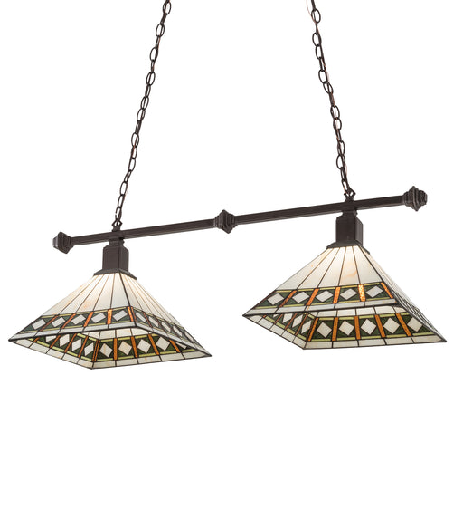 Meyda Tiffany - 193707 - Two Light Island Pendant - Diamond Band Mission - Mahogany Bronze