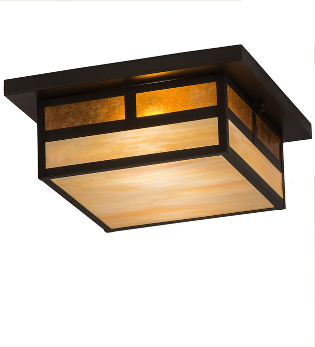 Meyda Tiffany - 194880 - Two Light Flushmount - Hyde Park - Craftsman Brown