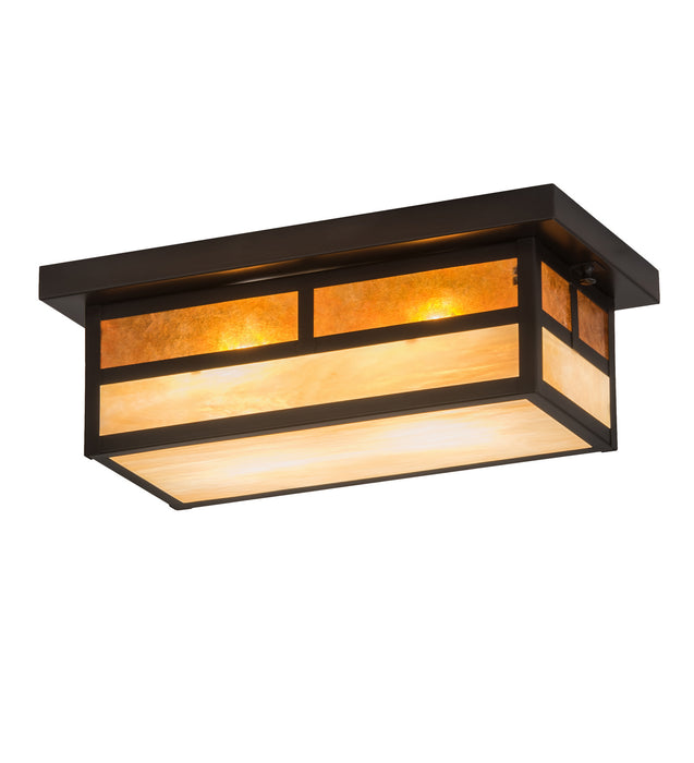 Meyda Tiffany - 194882 - Two Light Flushmount - Hyde Park - Craftsman Brown