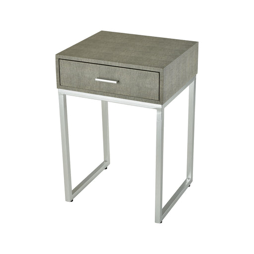 Elk Home - 3169-068 - Side Table - Les Revoires - Grey Faux Shagreen, Silver, Silver