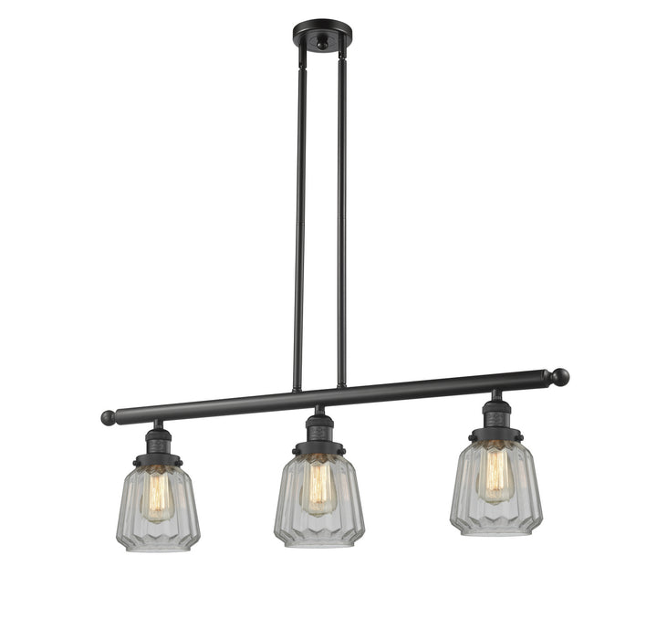 Innovations - 213-BK-G142 - Three Light Island Pendant - Franklin Restoration - Matte Black