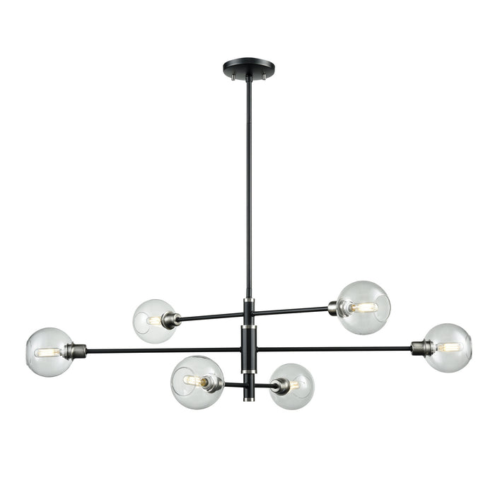 DVI Lighting - DVP20802SN+GR-CL - Six Light Linear Pendant - Ocean Drive - Satin Nickel and Graphite with Clear Glass