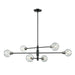 DVI Lighting - DVP20802SN+GR-CL - Six Light Linear Pendant - Ocean Drive - Satin Nickel and Graphite with Clear Glass