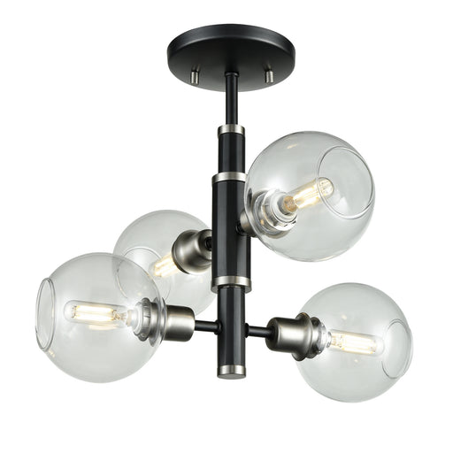 DVI Lighting - DVP20811SN+GR-CL - Four Light Semi-Flush Mount - Ocean Drive - Satin Nickel and Graphite with Clear Glass
