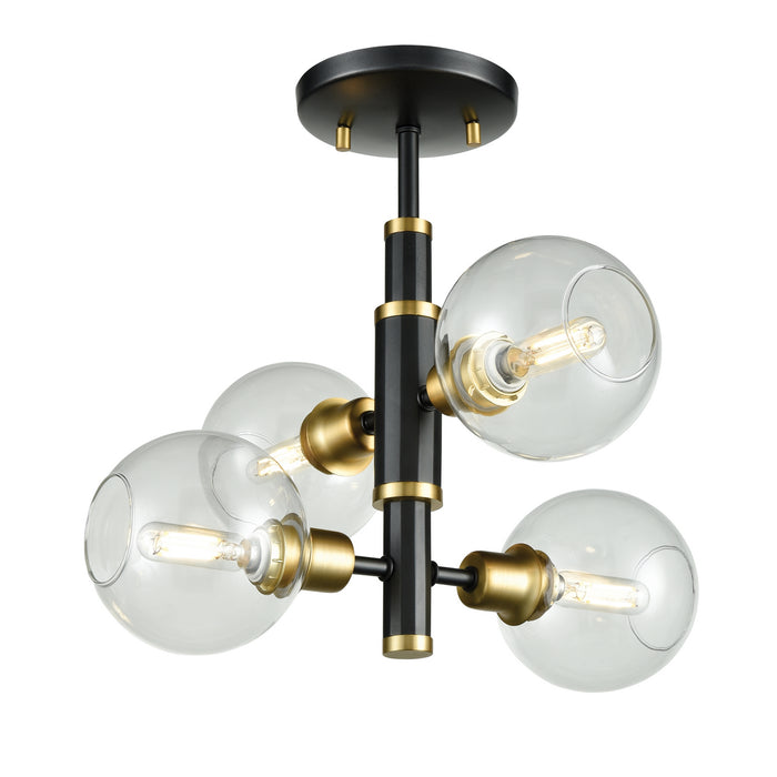 DVI Lighting - DVP20811VBR+GR-CL - Four Light Semi-Flush Mount - Ocean Drive - Venetian Brass and Graphite with Clear Glass