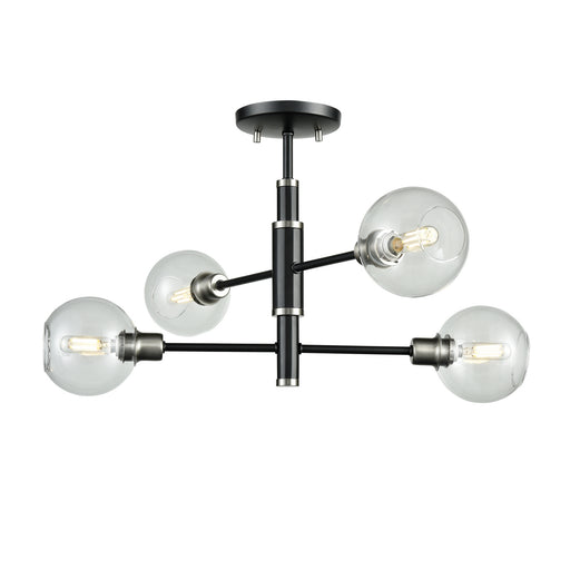 DVI Lighting - DVP20812SN+GR-CL - Four Light Semi-Flush Mount - Ocean Drive - Satin Nickel and Graphite with Clear Glass