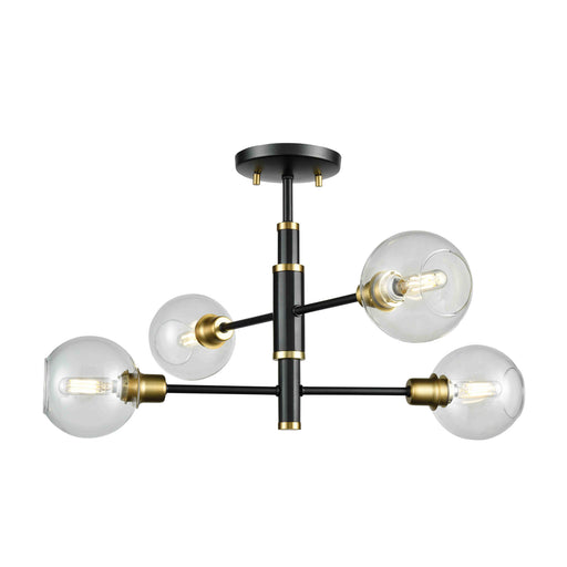 DVI Lighting - DVP20812VBR+GR-CL - Four Light Semi-Flush Mount - Ocean Drive - Venetian Brass and Graphite with Clear Glass