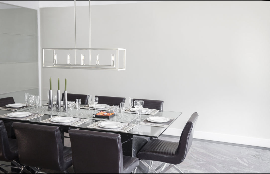 DVI Lighting - DVP28102MF+BN-CL - Five Light Linear Pendant - Sambre - Multiple Finishes and Buffed Nickel with Clear Glass