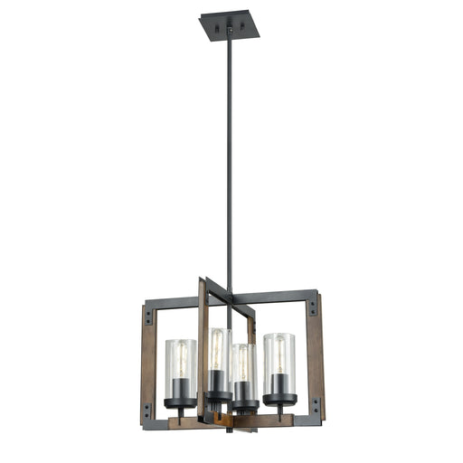 DVI Lighting - DVP38620GR+IW-CL - Four Light Pendant - Okanagan - Graphite and Ironwood on Metal with Clear Glass