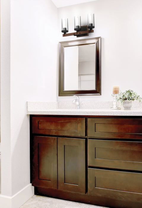 DVI Lighting - DVP38643GR+IW-CL - Three Light Vanity - Okanagan - Graphite and Ironwood on Metal with Clear Glass