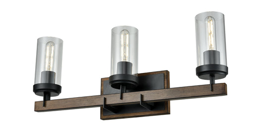 DVI Lighting - DVP38643GR+IW-CL - Three Light Vanity - Okanagan - Graphite and Ironwood on Metal with Clear Glass