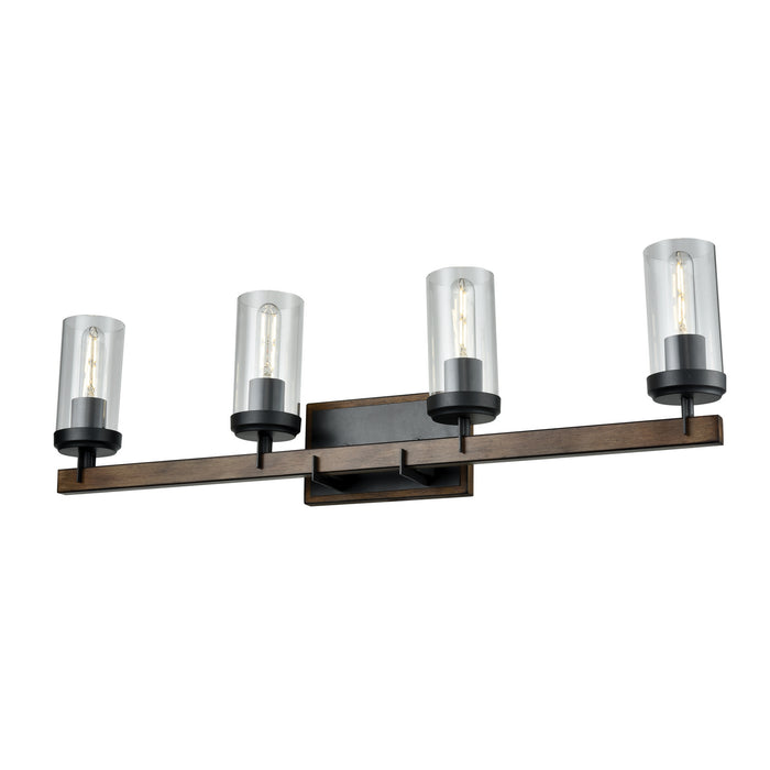 DVI Lighting - DVP38644GR+IW-CL - Four Light Vanity - Okanagan - Graphite and Ironwood on Metal with Clear Glass