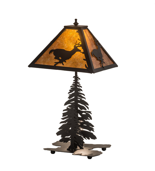 Meyda Tiffany - 194300 - Two Light Table Lamp - Deer On The Loose - Textured Black