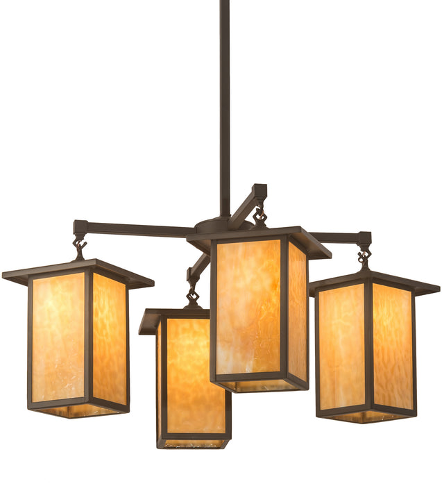 Meyda Tiffany - 197146 - Four Light Chandelier - Roylance - Craftsman Brown,Cafe-Noir