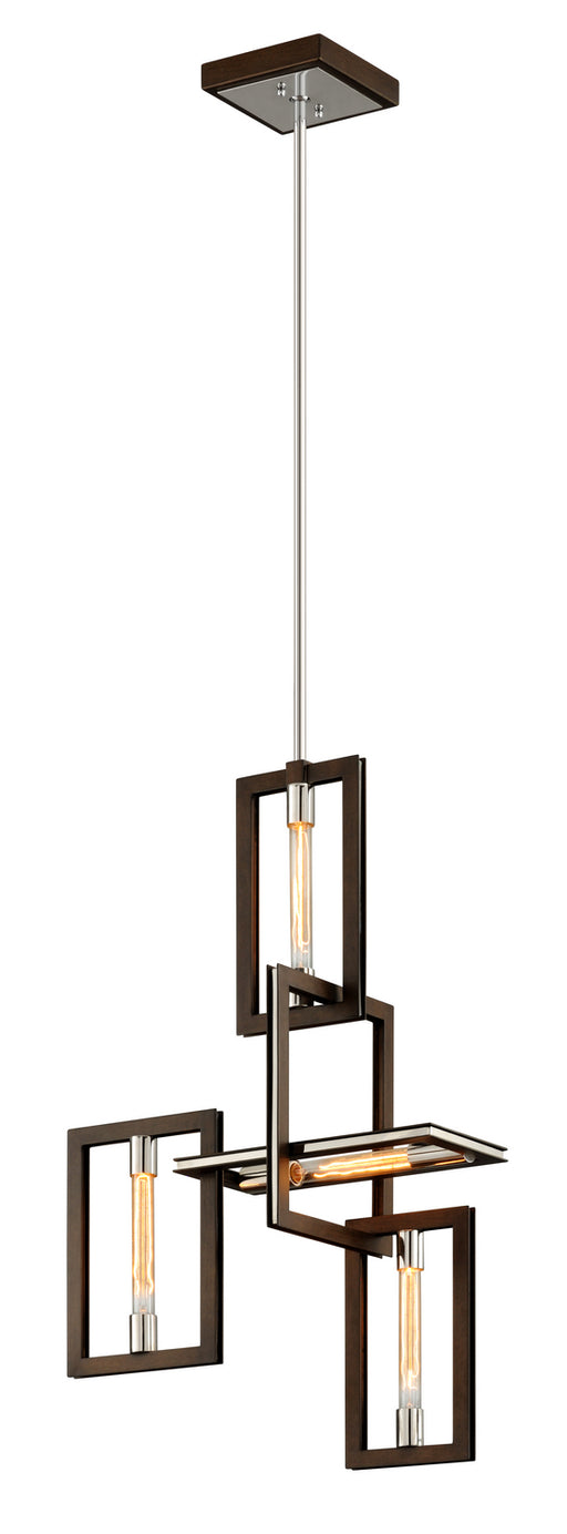 Troy Lighting - F6184-TBZ/SS - Four Light Pendant - Enigma - Bronze With Polished Stainless