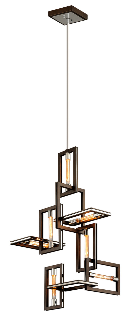 Troy Lighting - F6187 - Seven Light Pendant - Enigma - Bronze With Polished Stainless