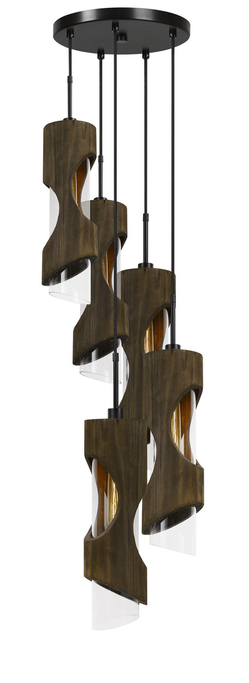 Cal Lighting - FX-3669-5 - Five Light Pendant - Zamora - Smoky Wood