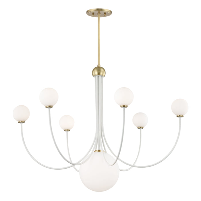 Mitzi - H234807-AGB/WH - Seven Light Chandelier - Coco - Aged Brass/White