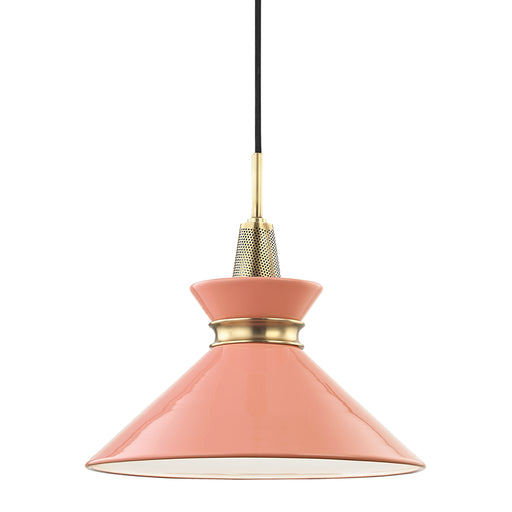 Mitzi - H251701S-AGB/PK - One Light Pendant - Kiki - Aged Brass/Pink