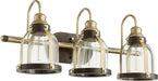 Quorum - 586-3-8086 - Three Light Vanity - Aged Brass w/ Oiled Bronze