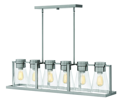 Hinkley - 63306BN-CL - Six Light Linear Chandelier - Refinery - Brushed Nickel with Clear glass