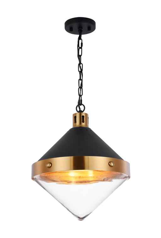 Matteo Lighting - C72203AGCL - Three Light Pendant - Sphericon - Matte Black & Aged Gold Brass