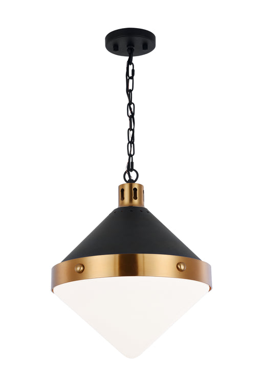 Matteo Lighting - C72203AGOP - Three Light Pendant - Sphericon - Matte Black & Aged Gold Brass