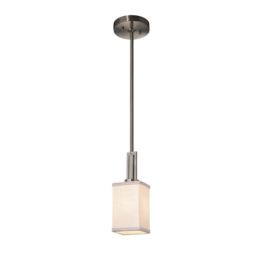 Justice Designs - FAB-8445-15-WHTE-NCKL - One Light Pendant - Textile™ - Brushed Nickel