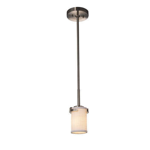 Justice Designs - FAB-8455-10-WHTE-NCKL - One Light Pendant - Textile™ - Brushed Nickel