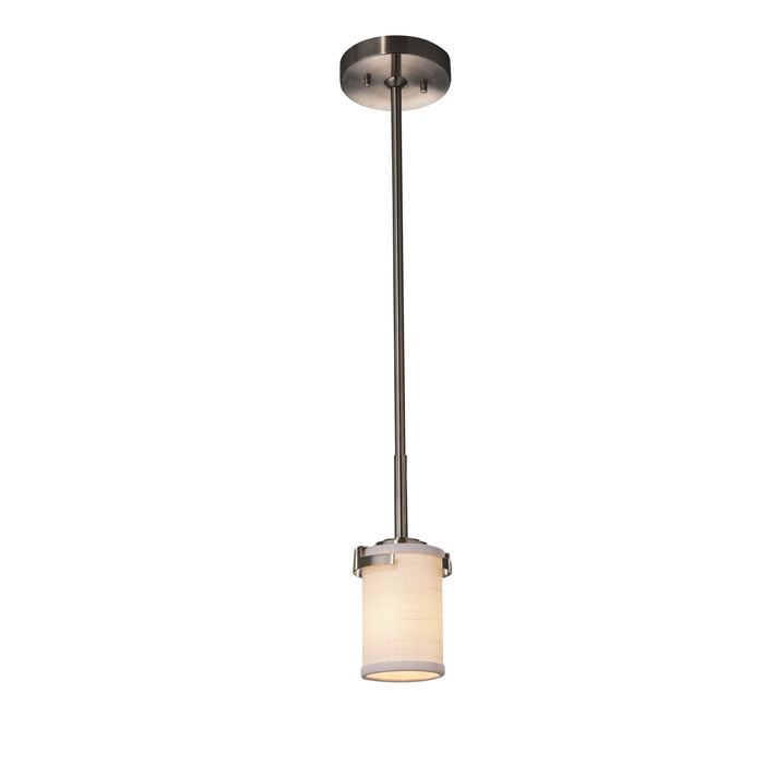 Justice Designs - FAB-8455-10-WHTE-NCKL - One Light Pendant - Textile™ - Brushed Nickel