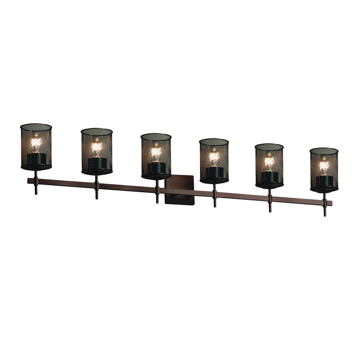 Justice Designs - MSH-8416-10-DBRZ - Six Light Bath Bar - Wire Mesh™ - Dark Bronze