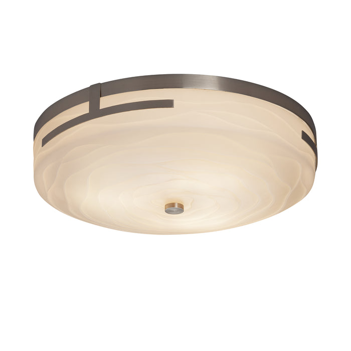 Justice Designs - PNA-8998-WAVE-NCKL - LED Flush-Mount - Porcelina™ - Brushed Nickel