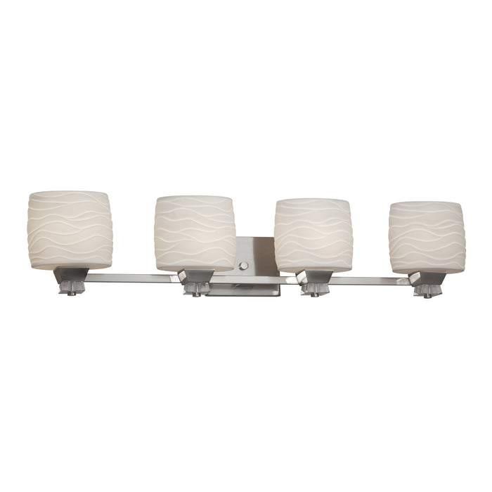 Justice Designs - POR-8474-30-WAVE-NCKL - Four Light Bath Bar - Limoges - Brushed Nickel