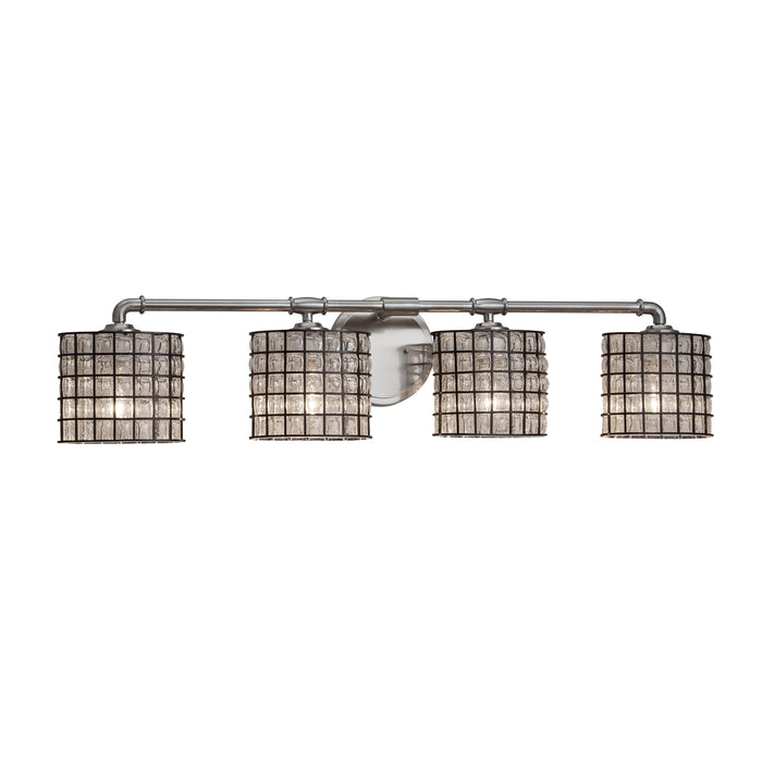 Justice Designs - WGL-8464-30-GRCB-NCKL - Four Light Bath Bar - Wire Glass™ - Brushed Nickel