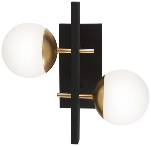 George Kovacs - P1351-618 - Two Light Wall Mount - Alluria - Weathered Black W/Autumn Gold