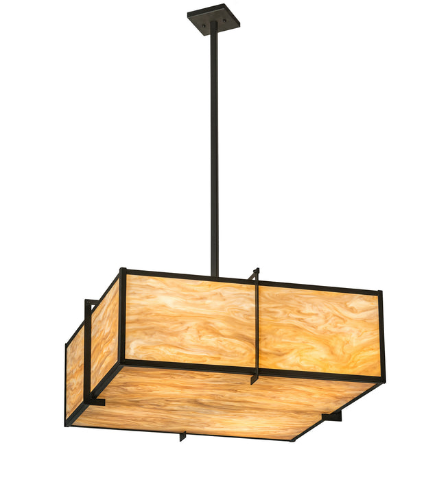 Meyda Tiffany - 195094 - Four Light Inverted Pendant - Martis - Craftsman Brown