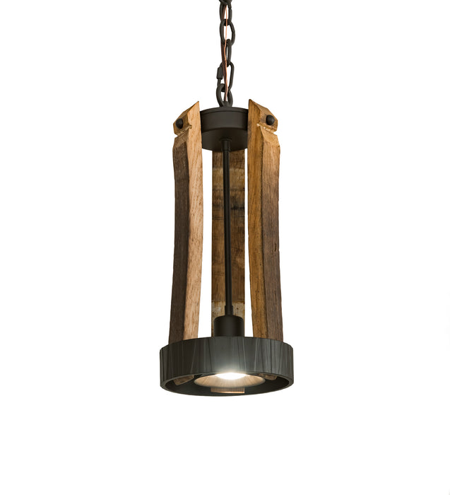 Meyda Tiffany - 199066 - One Light Pendant - Barrel Stave - Natural Wood,Oil Rubbed Bronze