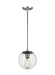 Generation Lighting - 6501801-04 - One Light Pendant - Leo - Hanging Globe - Satin Aluminum