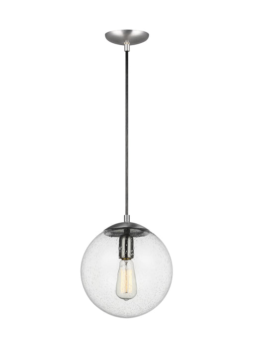 Generation Lighting - 6601801-04 - One Light Pendant - Leo - Hanging Globe - Satin Aluminum