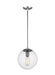 Generation Lighting - 6601801-04 - One Light Pendant - Leo - Hanging Globe - Satin Aluminum