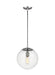 Generation Lighting - 6701801-04 - One Light Pendant - Leo - Hanging Globe - Satin Aluminum