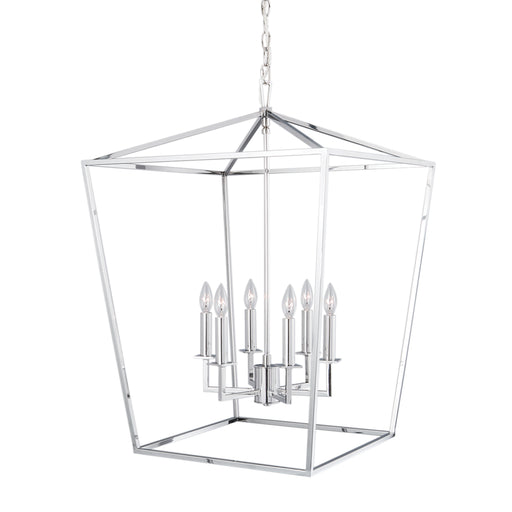 Norwell Lighting - 1082-PN-NG - Six Light Hanger - Large Cage Pendant - Polished Nickel