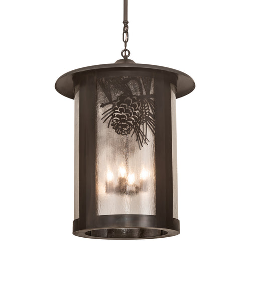 Meyda Tiffany - 198603 - Four Light Pendant - Fulton - Craftsman Brown