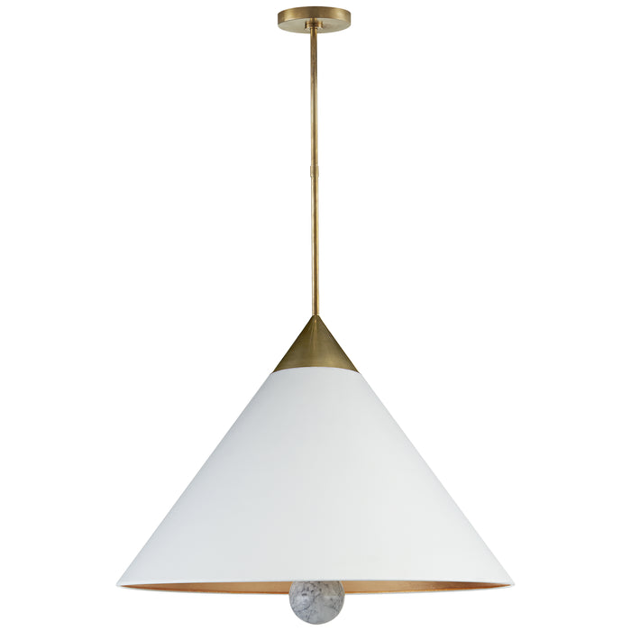 Visual Comfort - KW 5515AB/WM-WHT - Three Light Pendant - Cleo - Antique-Burnished Brass and White Marble
