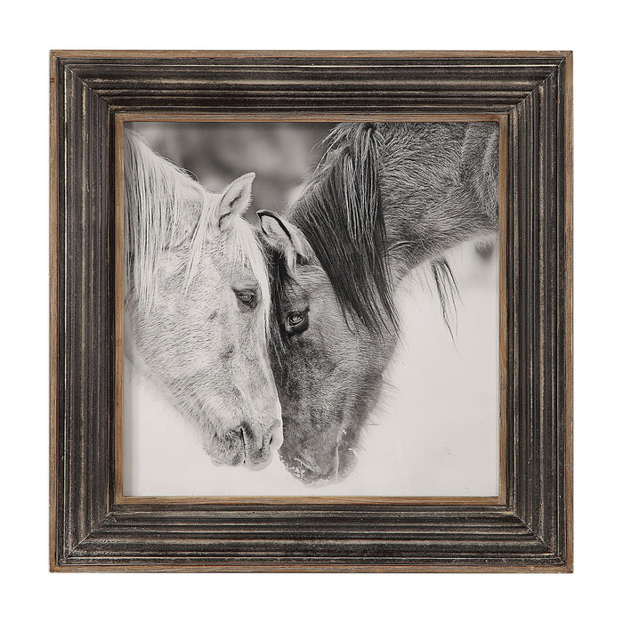 Uttermost - 51110 - Wall Art - Custom Black And White Horses - Rustic Wood