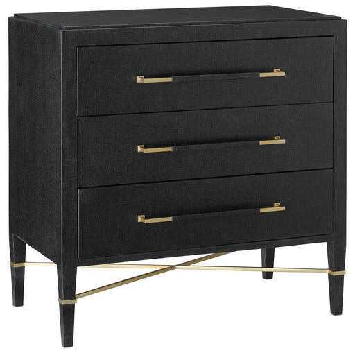 Currey and Company - 3000-0065 - Chest - Black Lacquered Linen/Champagne