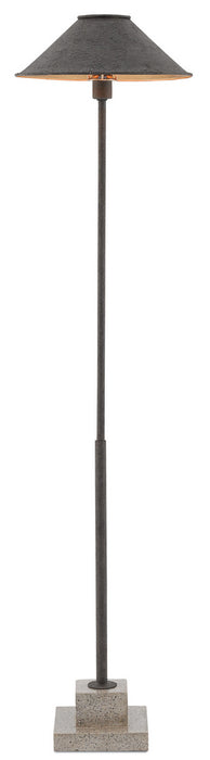 Currey and Company - 8000-0016 - One Light Floor Lamp - Fudo - MolE Black/Gold Leaf/Polished Concrete