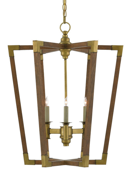 Currey and Company - 9000-0220 - Three Light Lantern - Bastian - Chestnut/Brass