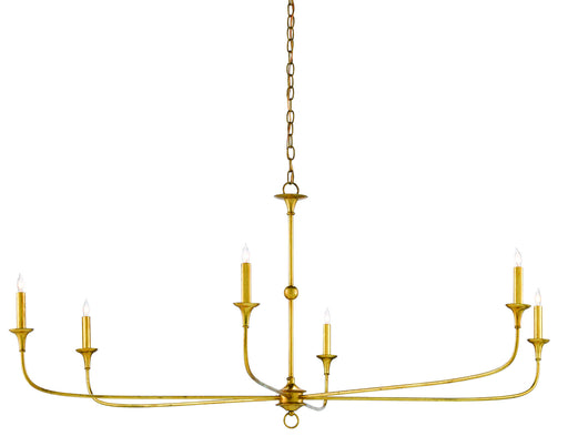 Currey and Company - 9000-0370 - Six Light Chandelier - Gold Leaf