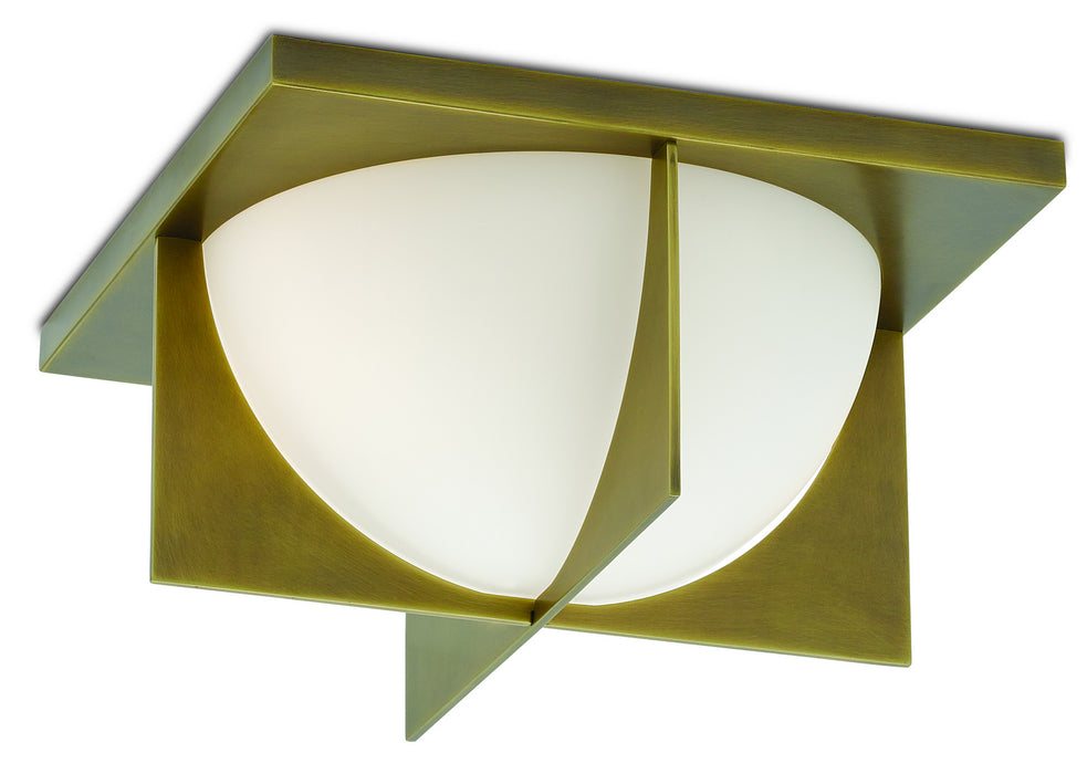 Currey and Company - 9999-0039 - Two Light Flush Mount - Antique Brass